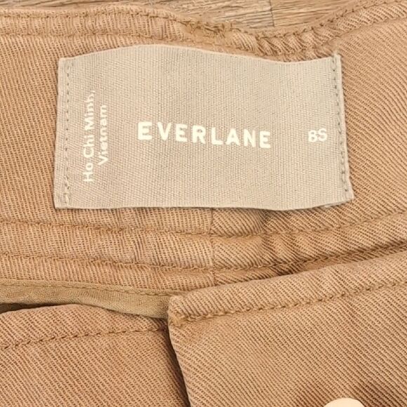 Everlane The Way-High Drape Wide Leg Pleated Khaki Trousers Size 8 Short - Picture 4 of 10